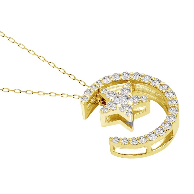 ムーン ダイヤモンド ネックレス 0.25ct ゴールド K18YG 