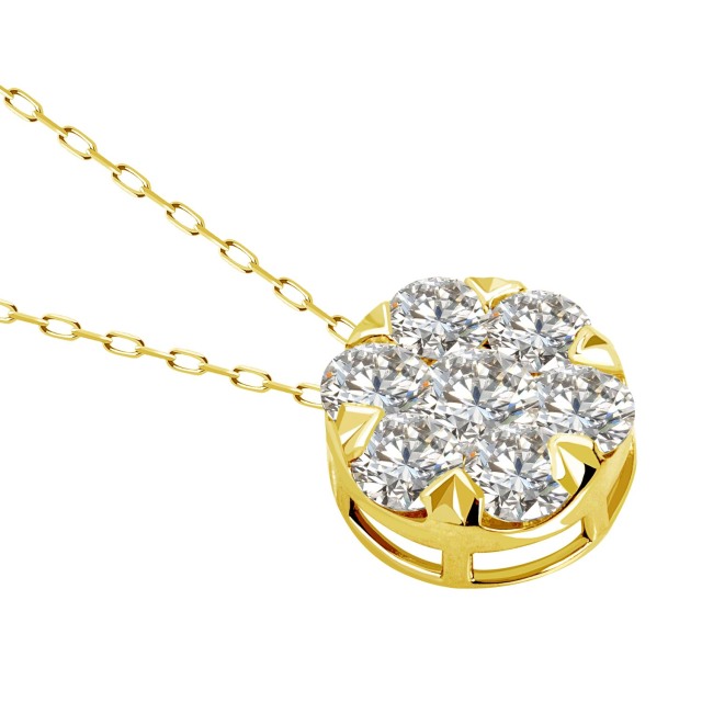 フラワー ダイヤモンド ネックレス 0.5ct PT900 プラチナ K18 18