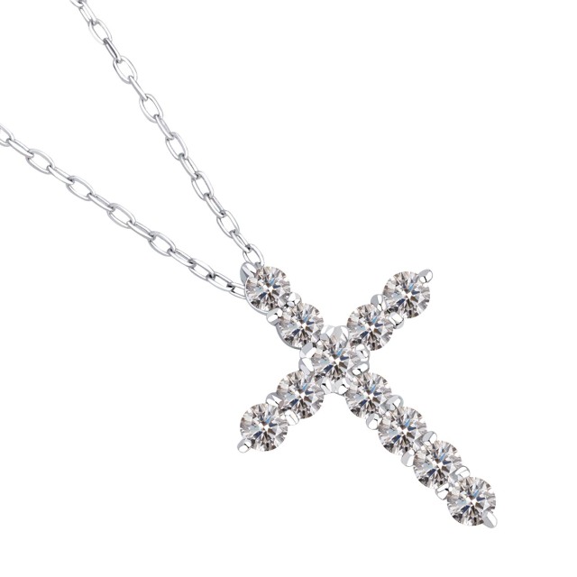 [ララクリスティー] クロス ダイヤモンド ネックレス 0.5ct  選べる PT900 プラチナ or K18 18金 ゴールド lp37-0011