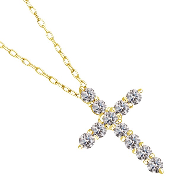 [ララクリスティー] クロス ダイヤモンド ネックレス 0.5ct  選べる PT900 プラチナ or K18 18金 ゴールド lp37-0011