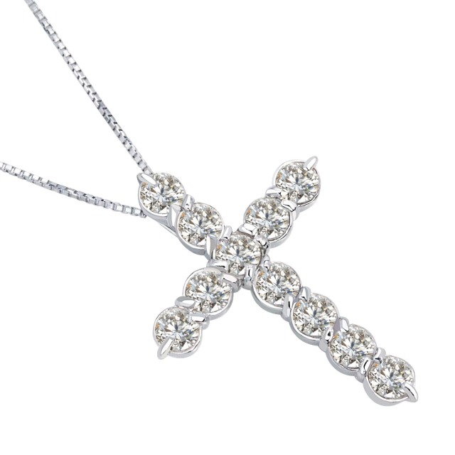 ララクリスティー クロス ダイヤモンド ネックレス 1.0ct  プラチナ PT900 K18 18金 lp37-0012