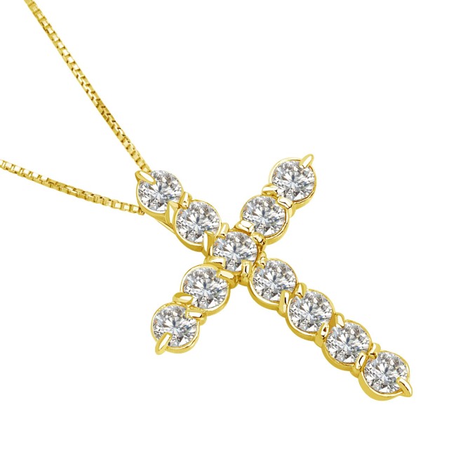 ララクリスティー クロス ダイヤモンド ネックレス 1.0ct  プラチナ PT900 K18 18金 lp37-0012