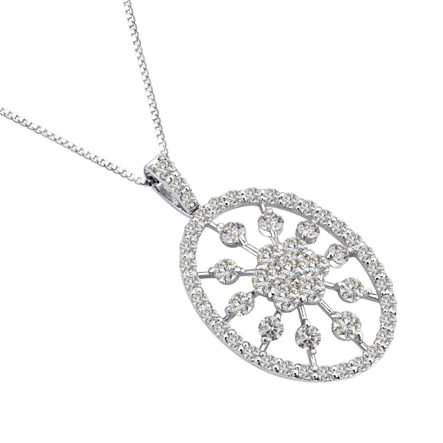 ララクリスティー オーバル デザイン ダイヤモンド ネックレス 1.0ct  SIクラス相当 プラチナ PT900 K18 18金 lp37-0014