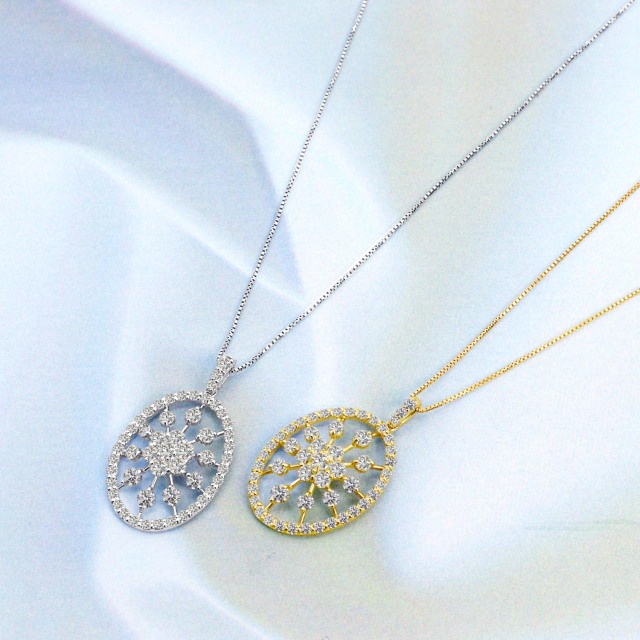 ララクリスティー オーバル デザイン ダイヤモンド ネックレス 1.0ct  SIクラス相当 プラチナ PT900 K18 18金 lp37-0014