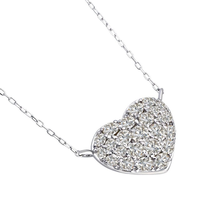 [ララクリスティー] ハート パヴェ ダイヤモンド ネックレス 1.0ct  選べる PT900 プラチナ or K18 18金 ゴールド lp37-0015