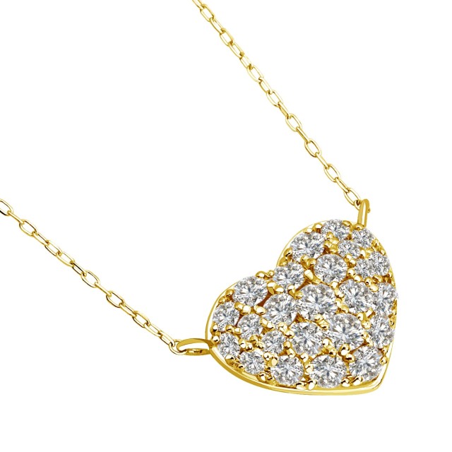 [ララクリスティー] ハート パヴェ ダイヤモンド ネックレス 1.0ct  選べる PT900 プラチナ or K18 18金 ゴールド lp37-0015
