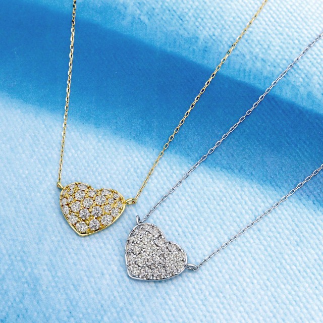 [ララクリスティー] ハート パヴェ ダイヤモンド ネックレス 1.0ct  選べる PT900 プラチナ or K18 18金 ゴールド lp37-0015