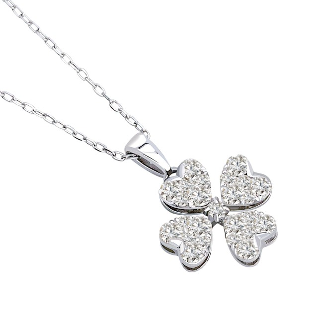 ララクリスティー クローバー ダイヤモンド ネックレス 0.3ct プラチナ PT900 K18 18金 lp37-0016