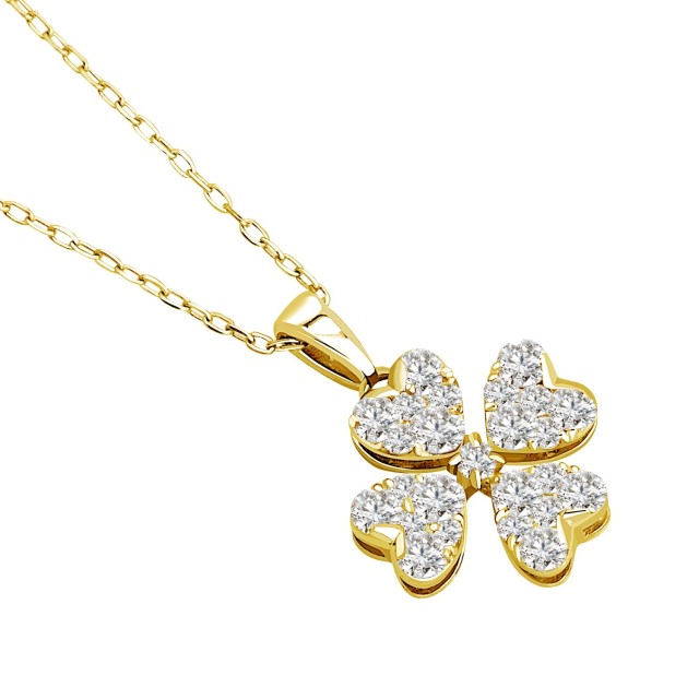 ララクリスティー クローバー ダイヤモンド ネックレス 0.3ct プラチナ PT900 K18 18金 lp37-0016