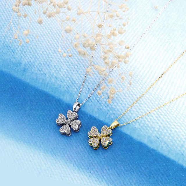 ララクリスティー クローバー ダイヤモンド ネックレス 0.3ct プラチナ PT900 K18 18金 lp37-0016