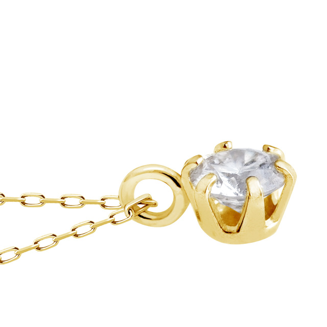 ネックレス ソリティア ダイヤモンド 0.1ct 1粒 K18 ゴールド 18金