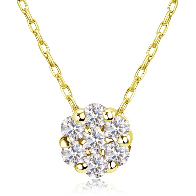 1粒 ダイヤモンド 0.1ct ダリア フラワー ネックレス ゴールド K18YG