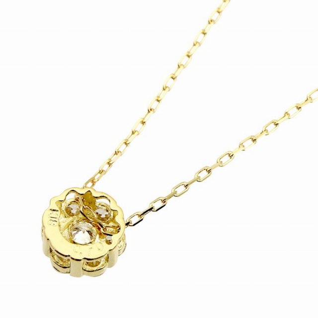1粒 ダイヤモンド 0.1ct ダリア フラワー ネックレス ゴールド K18YG