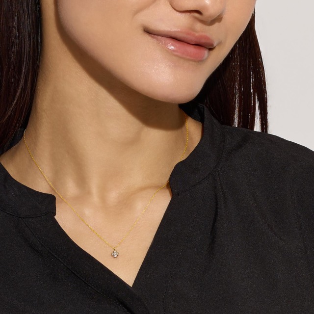 ネックレス レディース ダイヤモンド 0.1ct クロス 十字架 K18