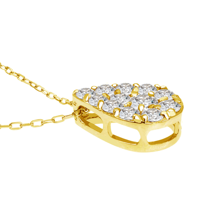 ネックレス レディース ダイヤモンド 0.2ct パヴェ ドロップ 雫 K18