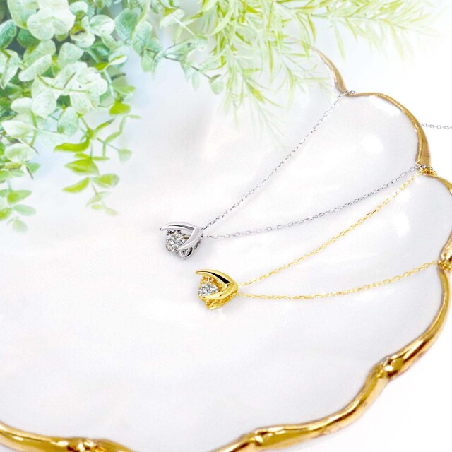ネックレス レディース ダイヤモンド 0.1ct ダンシングストーン K18