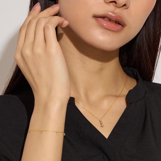 ネックレス レディース ダイヤモンド 0.3ct スリーストーン K18