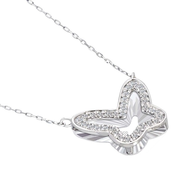 ネックレス レディース ダイヤモンド 0.11ct クロス バタフライ 蝶 lp51-0021