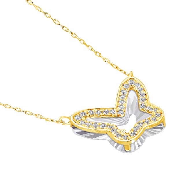 ネックレス レディース ダイヤモンド 0.11ct クロス バタフライ 蝶 lp51-0021