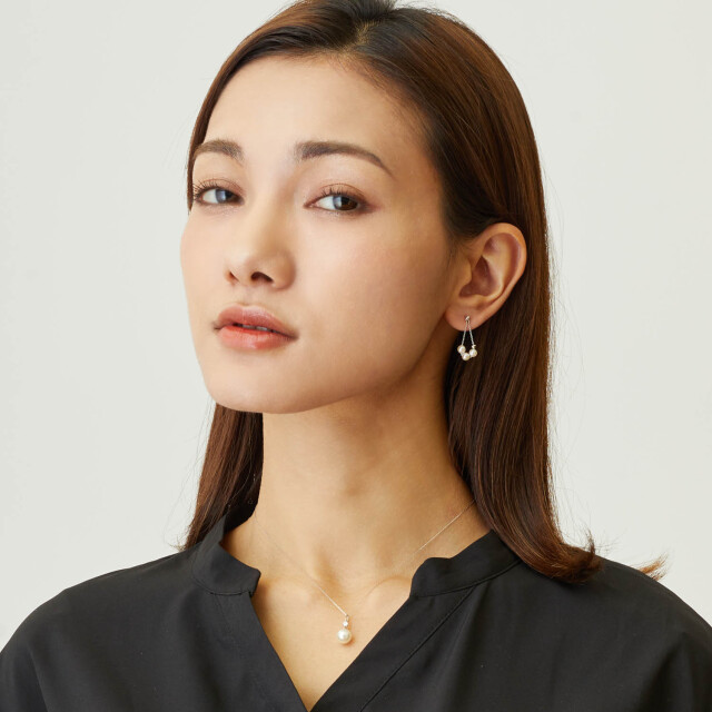 ブラウンダイヤネックレス0.74ct プラチナ アコヤ真珠イヤリング