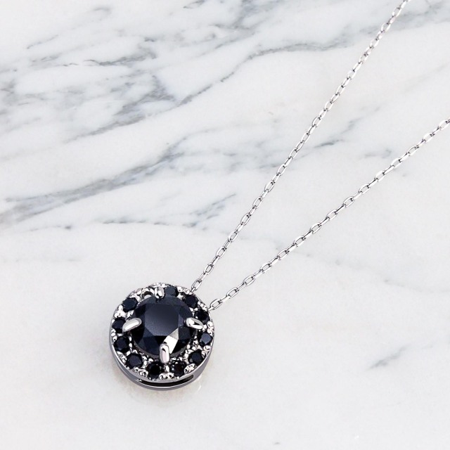 ネックレス ブラックダイヤモンド 計 0.5ct サークルネックレス pt900