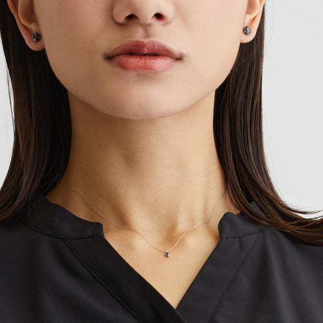 ネックレス ブラックダイヤモンド 0.1ct ローズカット 6本爪 pt900 