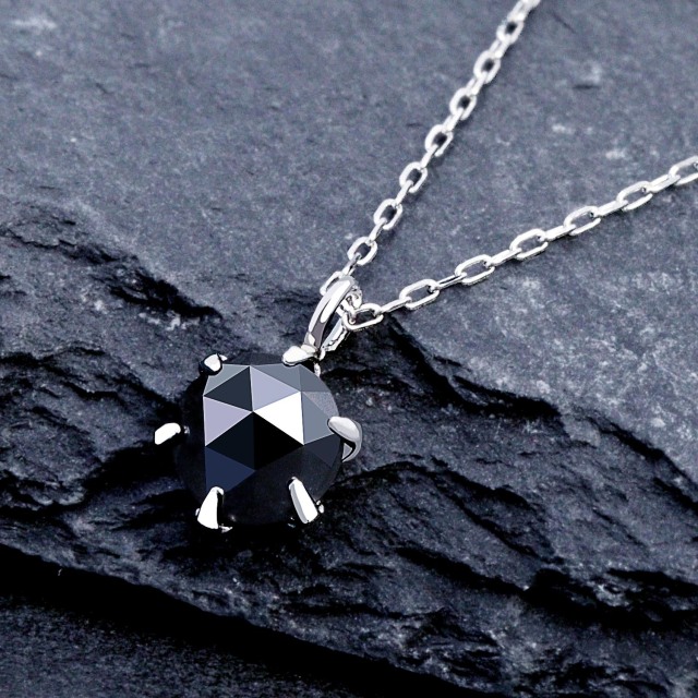 ネックレス ブラックダイヤモンド 0.3ct ローズカット 6本爪 pt900 