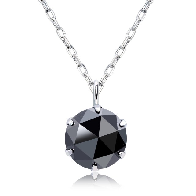 ネックレス ブラックダイヤモンド 0.5ct ローズカット 6本爪 pt900 プラチナ lp56-0011-pt