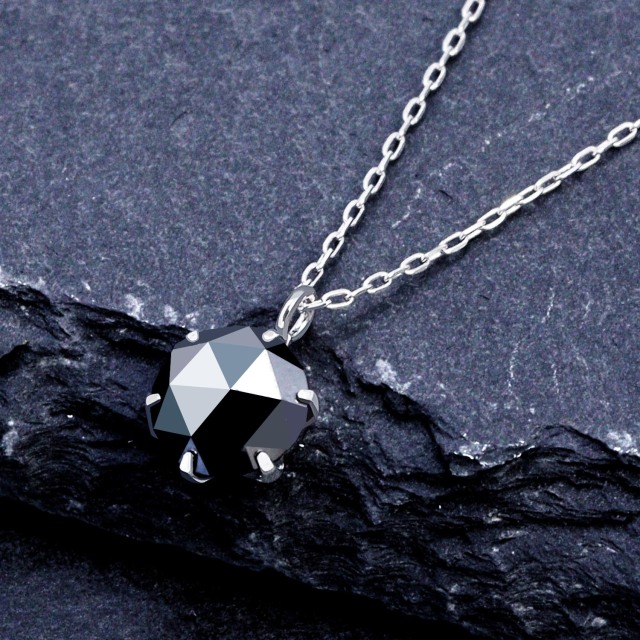 ネックレス ブラックダイヤモンド 0.5ct ローズカット 6本爪 pt900 