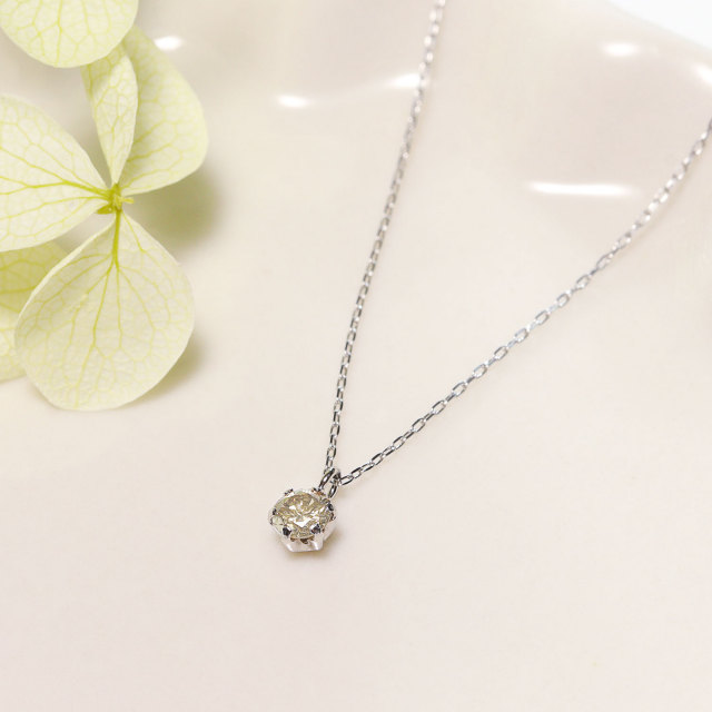 ネックレス レディース ダイヤモンド シャンパンカラー 0.1ct 6本爪