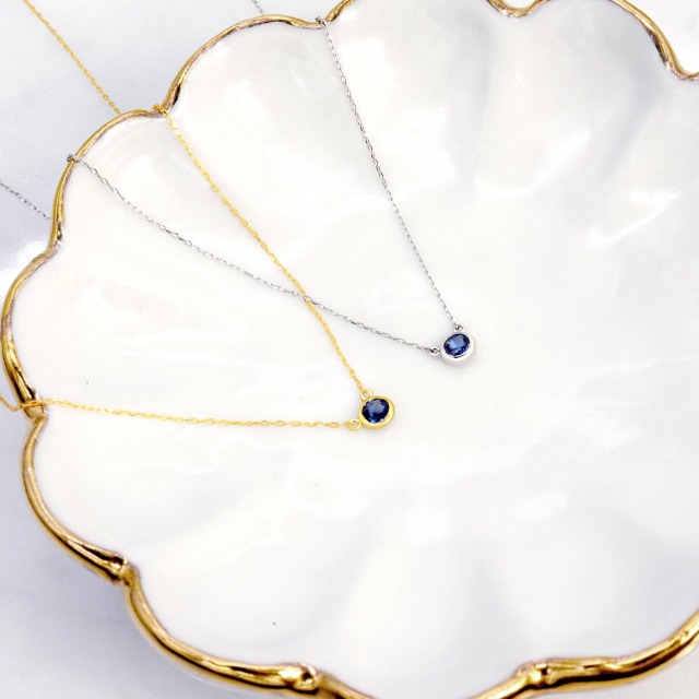 ネックレス レディース サファイア 0.1ct PT900 プラチナ K18 ゴールド lp56-0018
