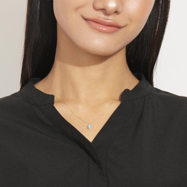 ネックレス レディース ターコイズ(トルコ石) 0.35ct PT900 K18 ゴールド lp56-0022