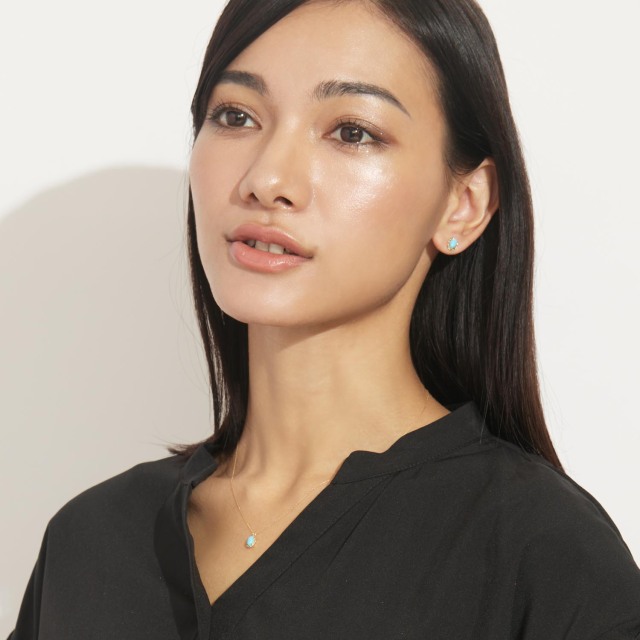 ネックレス レディース ターコイズ(トルコ石) 0.35ct PT900 K18 ゴールド lp56-0022