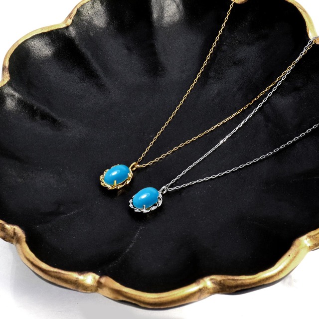 ネックレス レディース ターコイズ(トルコ石) 0.35ct PT900 K18 ゴールド lp56-0022
