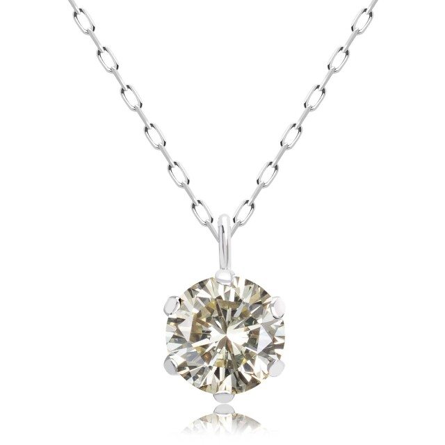 ネックレス ダイヤモンド シャンパンカラー VSクラス 6本爪 0.3ct 一粒