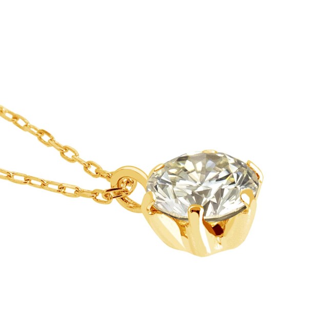 ダイヤモンド ネックレス シャンパンカラー VSクラス 6本爪 0.3ct 一粒 プラチナ PT900 ゴールド K18YG 鑑別書付 lp56-0023