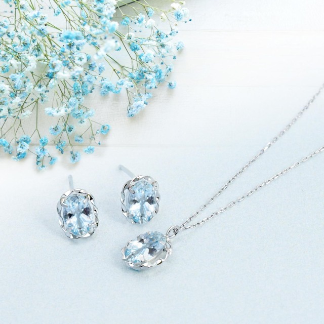 ネックレス レディース アクアマリン 0.2ct PT900 K18 18金 ゴールド lp56-0025