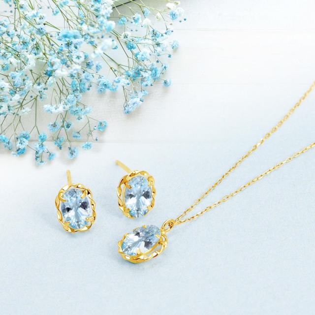 ネックレス レディース アクアマリン 0.2ct PT900 K18 18金 ゴールド lp56-0025