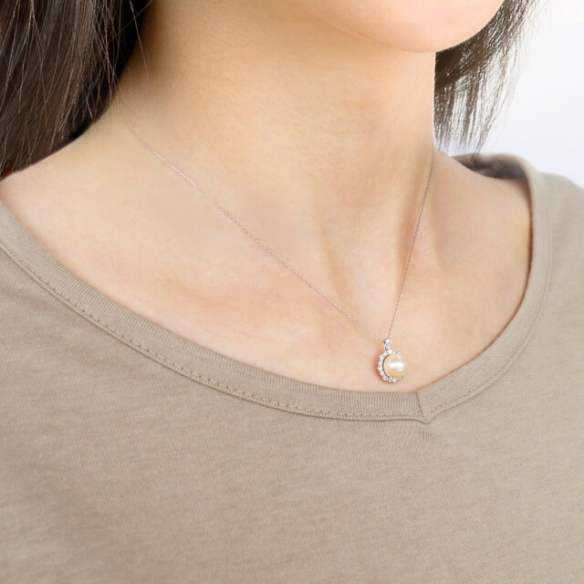 ネックレス レディース あこや真珠 ダイヤモンド 0.3ct pt900 プラチナ  