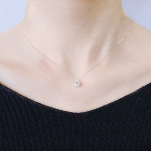 ネックレス レディース ダイヤ ダイヤモンド プラチナ 鑑別書付 1.0ct