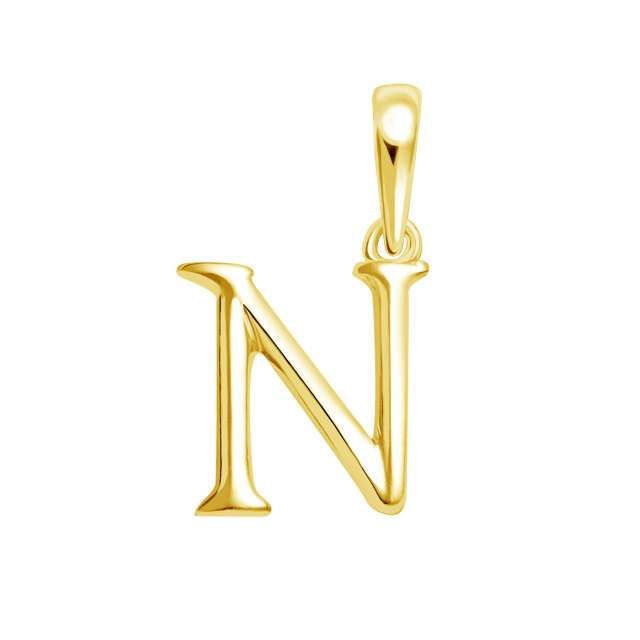 ペンダントトップ 英字 イニシャル レディース メンズ K18 18金 イエローゴールド ネックレス N