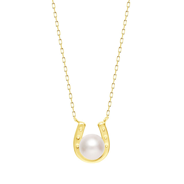 ネックレス レディース あこや真珠 パール 5.0～6.0mm K18 18金 イエローゴールド 馬蹄 U字