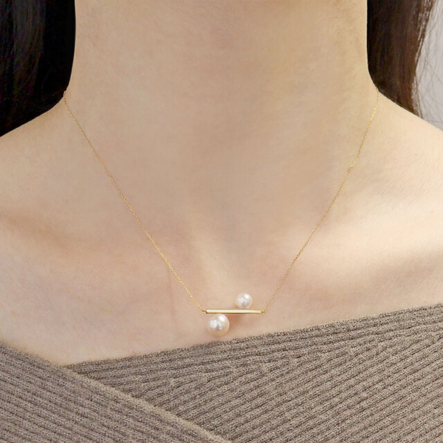 ネックレス レディース あこや真珠 パール 5.0～6.0mm 2珠 K18 18金