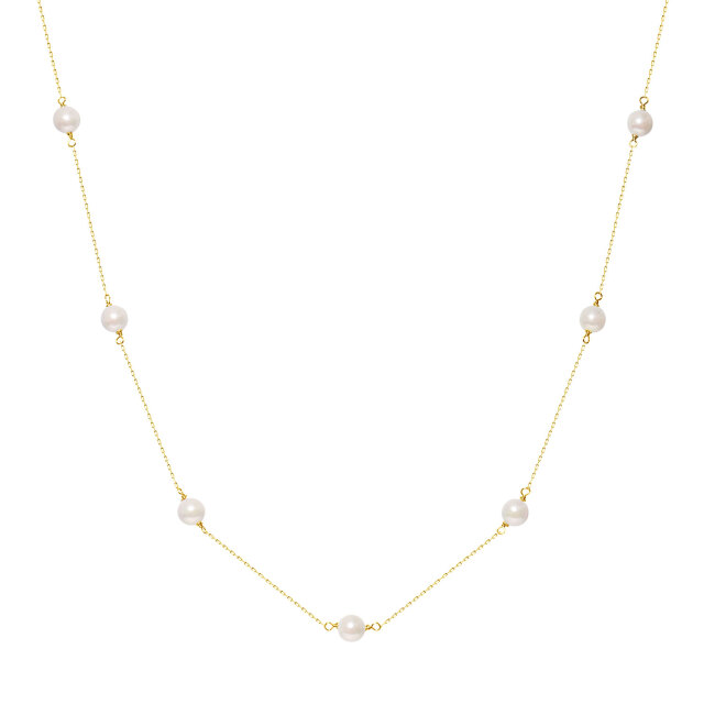 ネックレス レディース あこや真珠 パール 5.0～6.0mm K18 18金 イエローゴールド ステーションネックレス