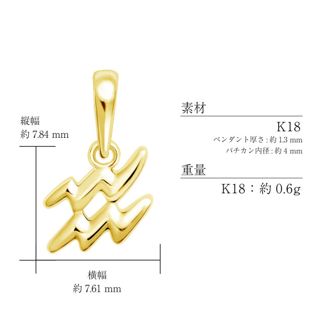 ペンダントトップ 星座 レディース メンズ K18 18金 イエローゴールド