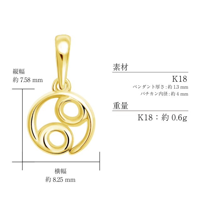 ペンダントトップ 星座 レディース メンズ K18 18金 イエローゴールド