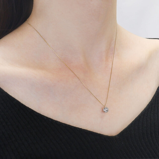 ネックレス ソリティア ダイヤモンド Hカラー I1クラス 1ct 一粒 K18