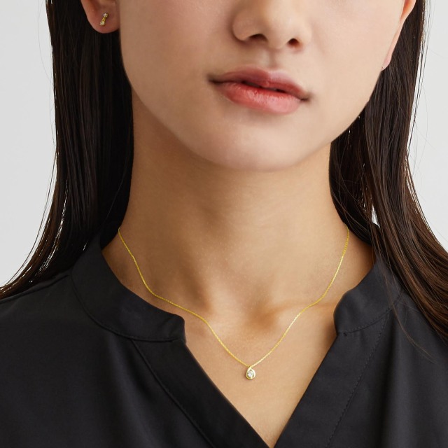 18K　YG　一粒ダイヤ　プチネックレス Classic CHESS（クラシックチェス） K18YG 0.5ctUP フクリン留め 一粒