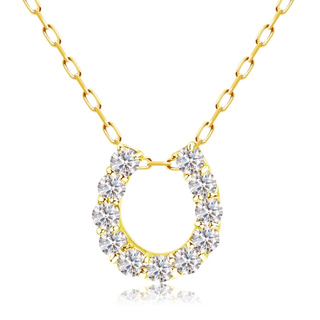 ダイヤモンド ホースシュー ネックレス 11石 0.5c