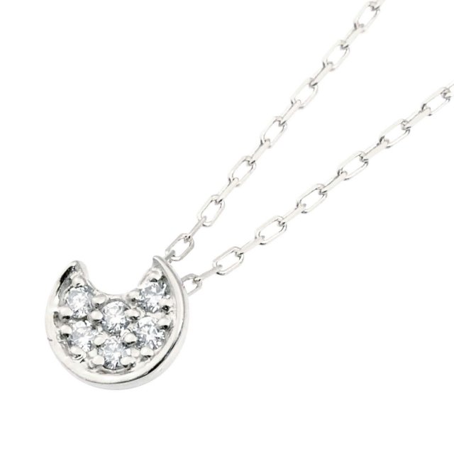 ダイヤモンド ムーン ネックレス 0.06ct PT900 プラチナ